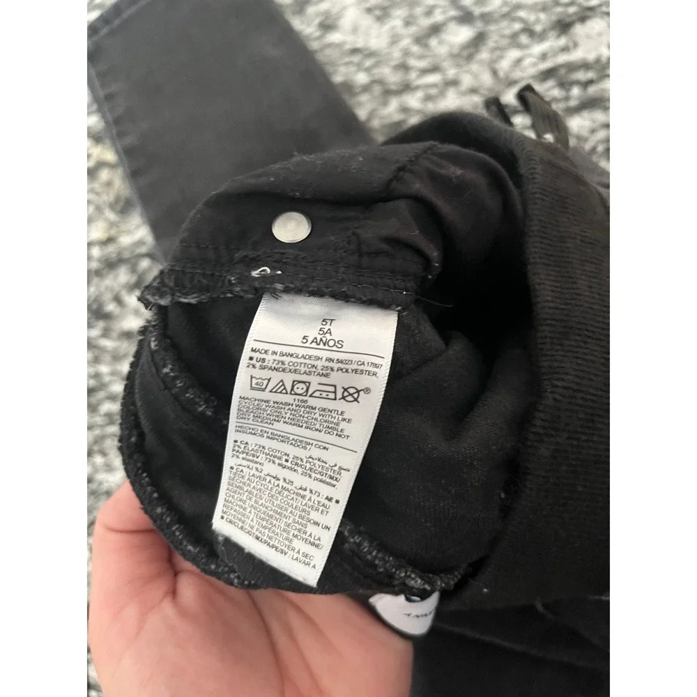 Old Navy Boys Skinny Jeans Black Distressed Elastic Waist 360 Stretch Size 5T